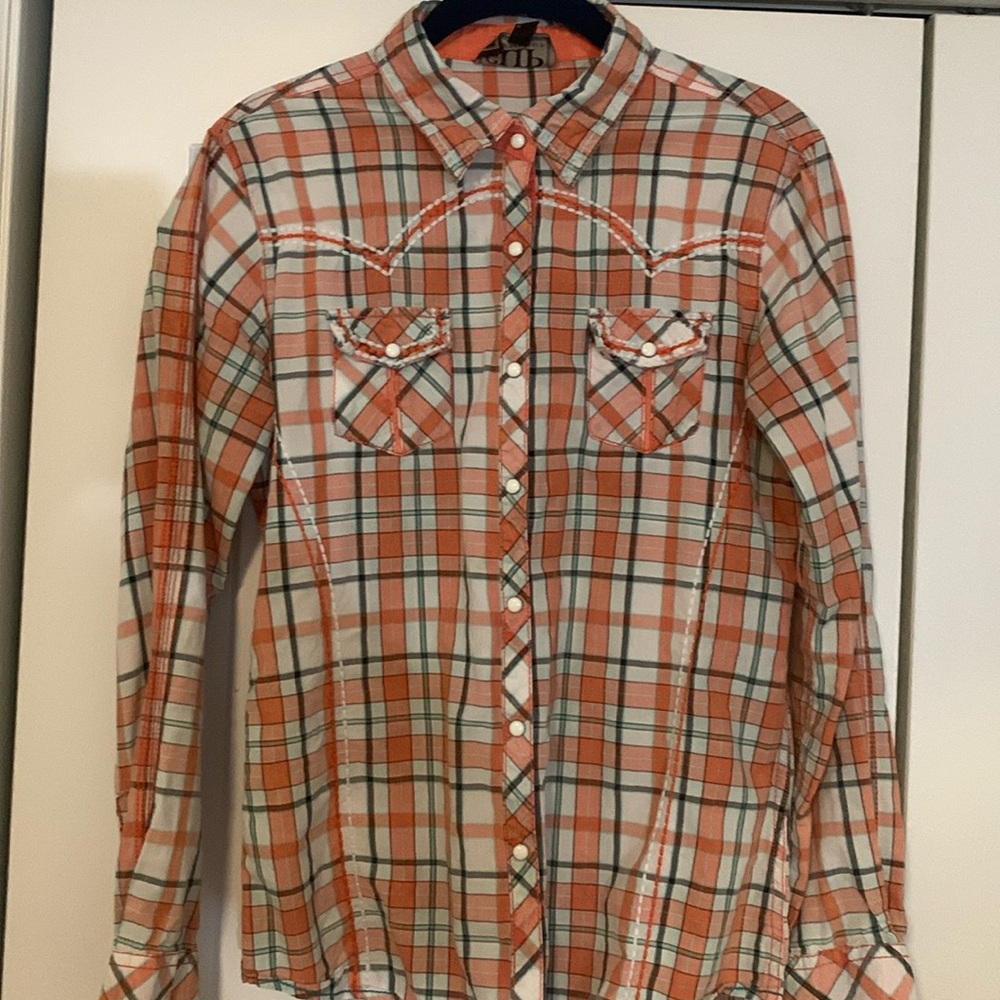 Cowgirl Up brand orange multicolored stripes
